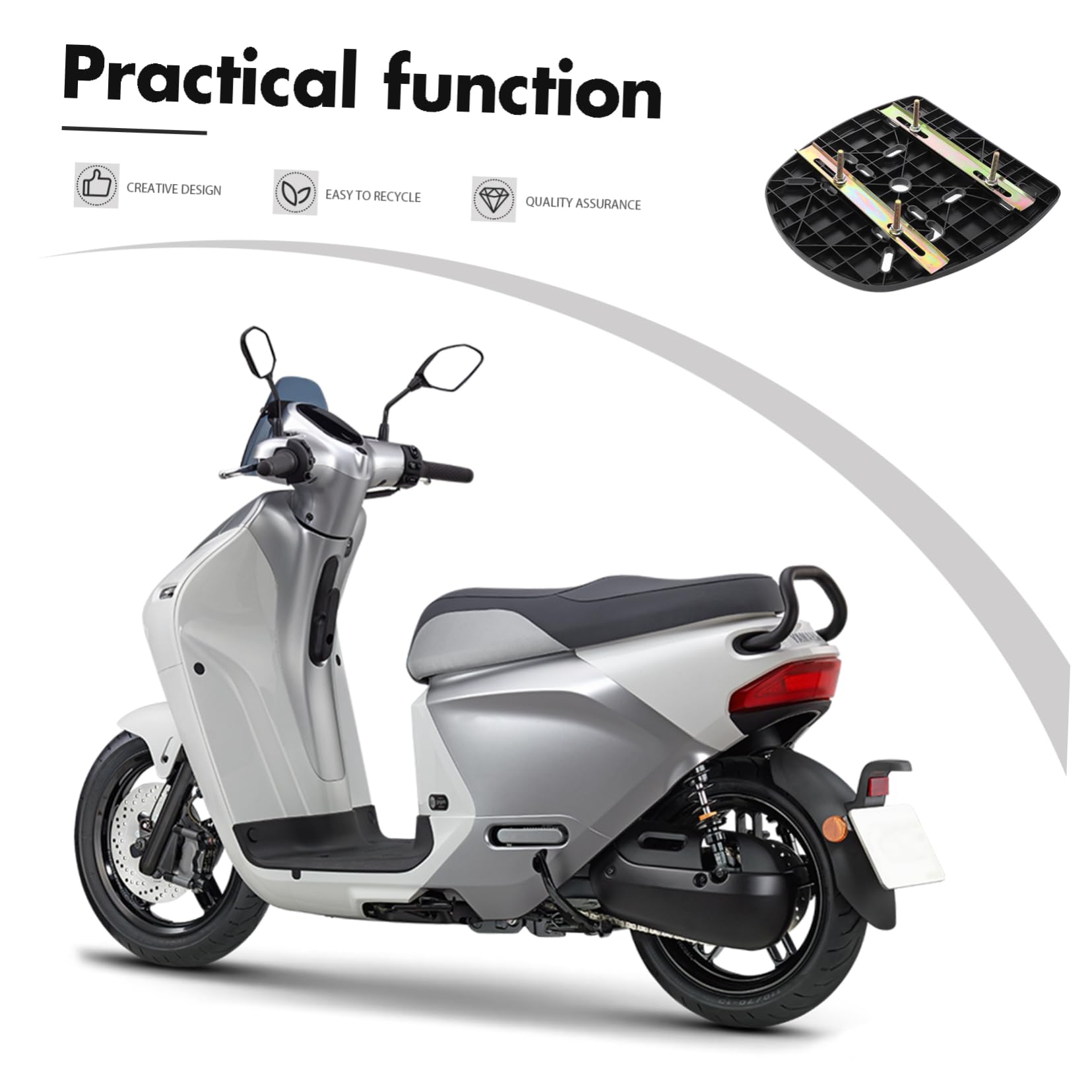 Placa Base Tornillos Fijos para para Caja Trasera de Motocicleta Diseño Reforzado y Tiras Antideslizantes Soporte Resistente y Seguro