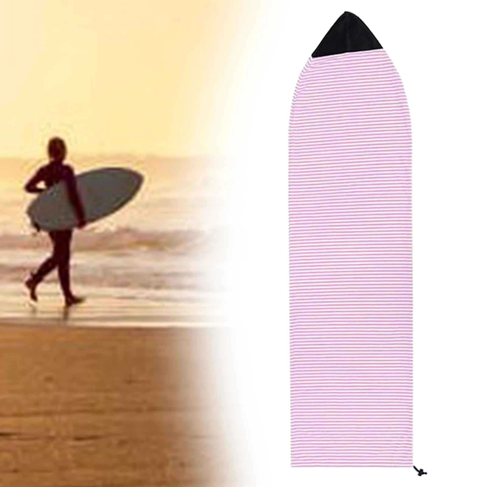 Funda de almacenamiento para tabla de surf con cierres de cordón y protector de nariz, fundas elásticas para calcetines de tabla de surf de secado rápido