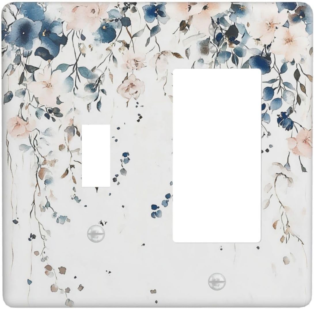 Outlet Covers Boho Flower Vintage Watercolor Flowers 1 Toggle 1 Rocker Combination Decorative Wall Plate Electrical Switch Plates Light Switch Cover Plate For Bed Room Living Room Decor
