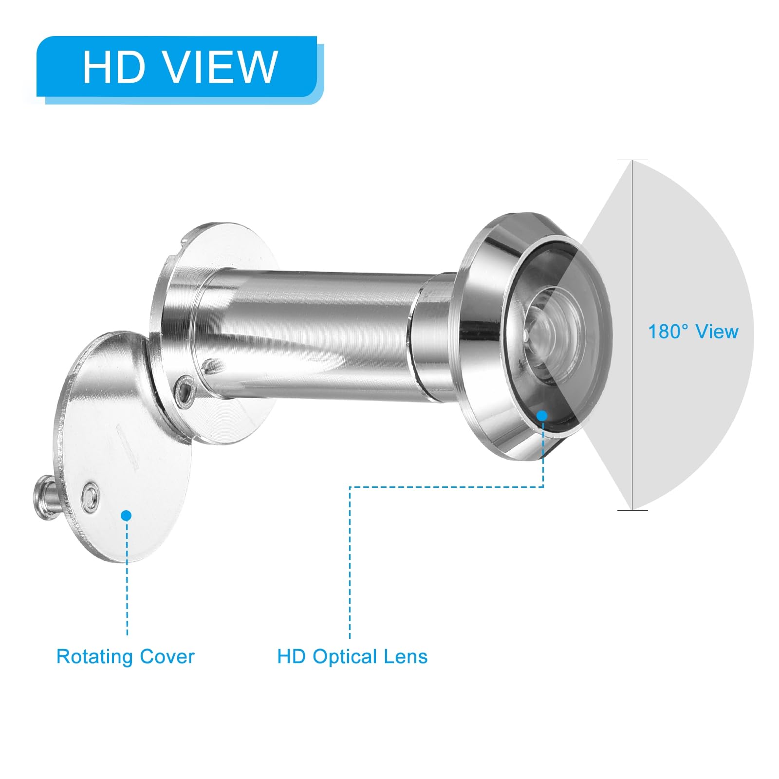 PATIKIL 9/16" Door Viewer Peephole 180-Degree Door Viewer Fits 1-3/8" to 2-3/8" Door Peep Hole with Rotating Privacy Cover for Home Office Hotel Silver - Image 3