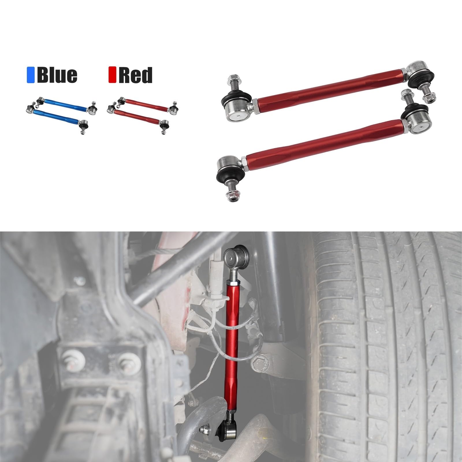 stabilizujące Stabilizator Pasuje do Bmw E90 E87 E92 E93 E91 E82, Z4 E89, X1 E84, 31356765933, 31356765934 Regulowany zestaw końcówek stabilizatora przedniego(Blue)