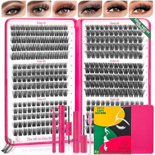Lash Clusters Kit 432PCS D Curl Fluffy Eyelash Clusters Extension Kit - 11-18mm, Includes Bond & Seal, Remover, and Applicator for Salon-Quality Results
