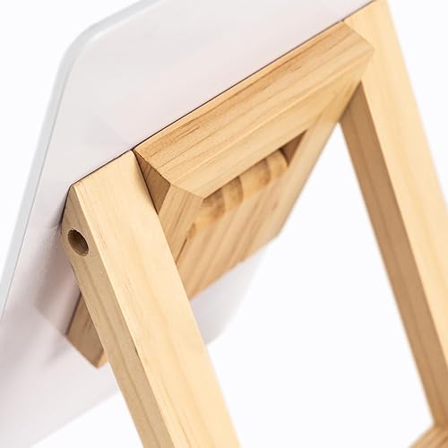 Miniatura 3 de ARCOBIS Pizarra blanca de vidrio de escritorio con soporte reversible de madera maciza, 9.5 x 6.8 pulgadas, pizarra pequeña de borrado en seco de