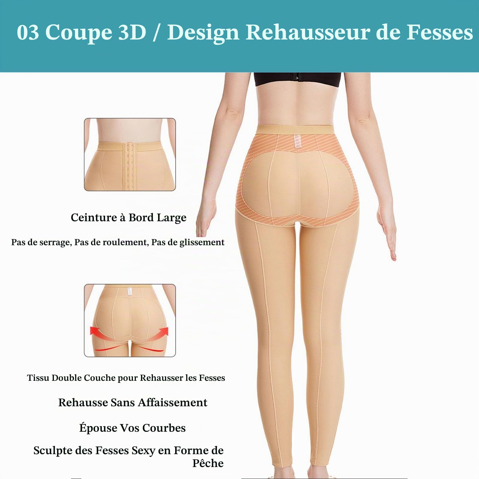 Gaine de Compression Post-opératoire Leggings Amincissants pour les Cuisses et les Fesses Sous-vêtements Sculptants Après une Liposuccion