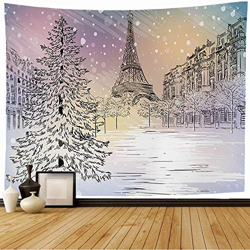 Tapiz Pared Destinos Famosos De La Torre Snowy World Invierno En El Techo Del Día Monumentos Tapestry Estético Art Poster Decoración Para Casa Estardormitorio S
