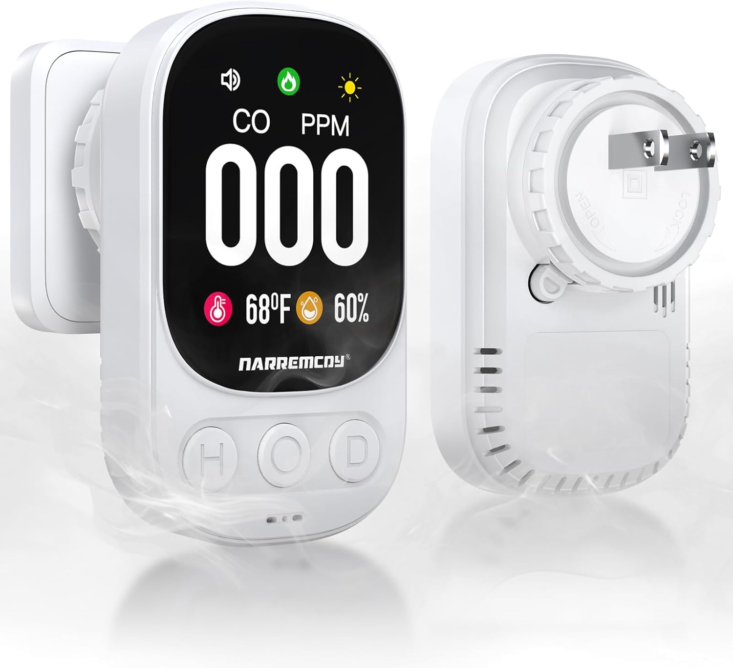 3-in-1 Carbon Monoxide Detector Plug in – Ultra HD Display with 85dB Audible Sound & Light Alarm – Accurate 0-999 ppm Detection for Home, Office, Hotel, RV, Camping, Tent & Indoor Use