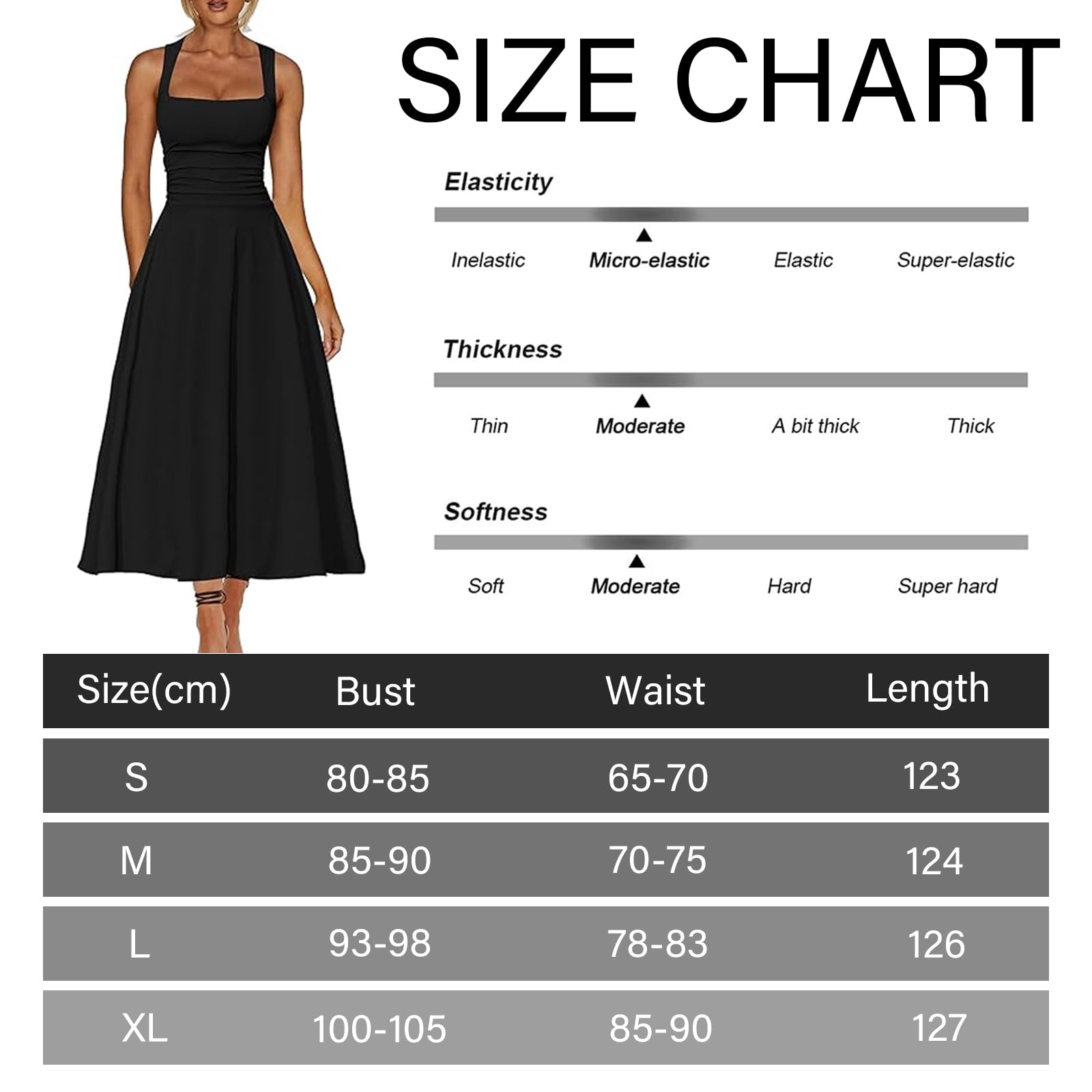 Abito Elegante Cerimonia Lungo Donna Sexy Vestito Senza Maniche Scollo Quadrato Maxi Abiti Aderente da Cocktail Linea A Swing Abito Solido Pieghe in Vita per Festa Discoteca Club Sera