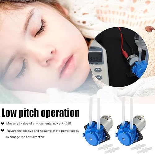 Miniatura 3 de Bomba dosificadora peristáltica de flujo bajo, bomba de dosificación pequeña líquida con conector para acuario de laboratorio analítico, 2 uds, 12
