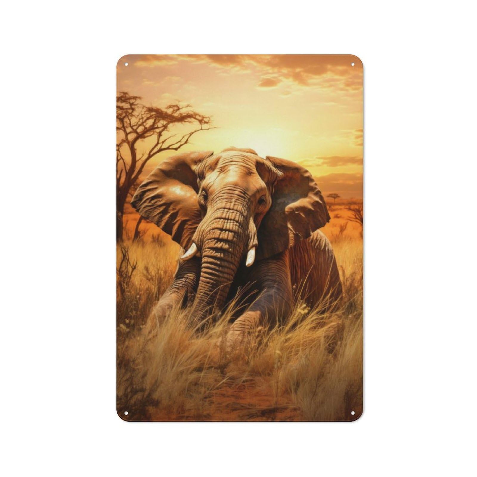 Junmoney Majestic Elephant For Garden Room Or Summerhouse, Vintage Tin Sign 30X20cm, A Metal Wall Feature For Garden Rooms And Summerhouses