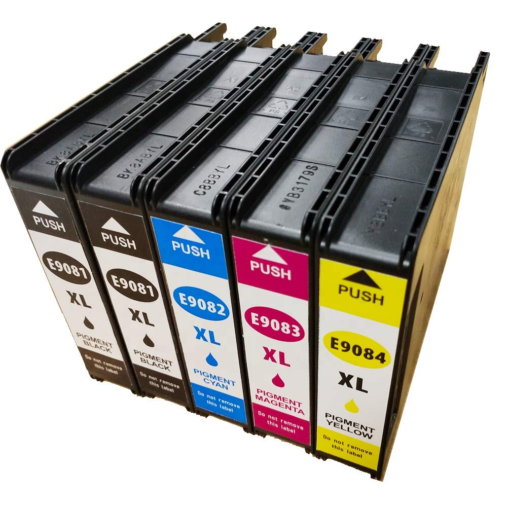 CVT - 2X T9081 + T9082 T9083 T9084 Cartucho de Tinta Compatible con Impresora Epson Workforce Pro 6090 6590