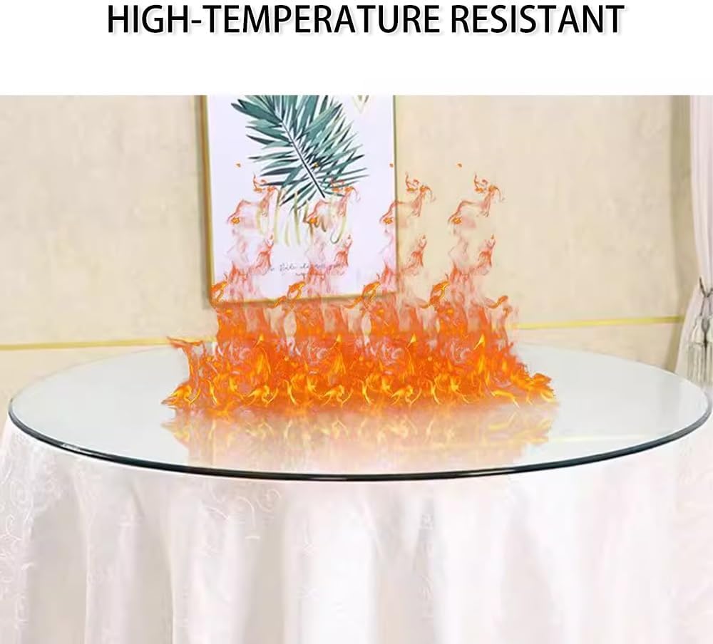 35" 39" Clear Table Top Glass, Round Tempered Glass Restaurant Table Tops, 15" 17" 21" Beveled Replacement Tabletop For Dining, Coffee, Patio(48CM(18.8IN))