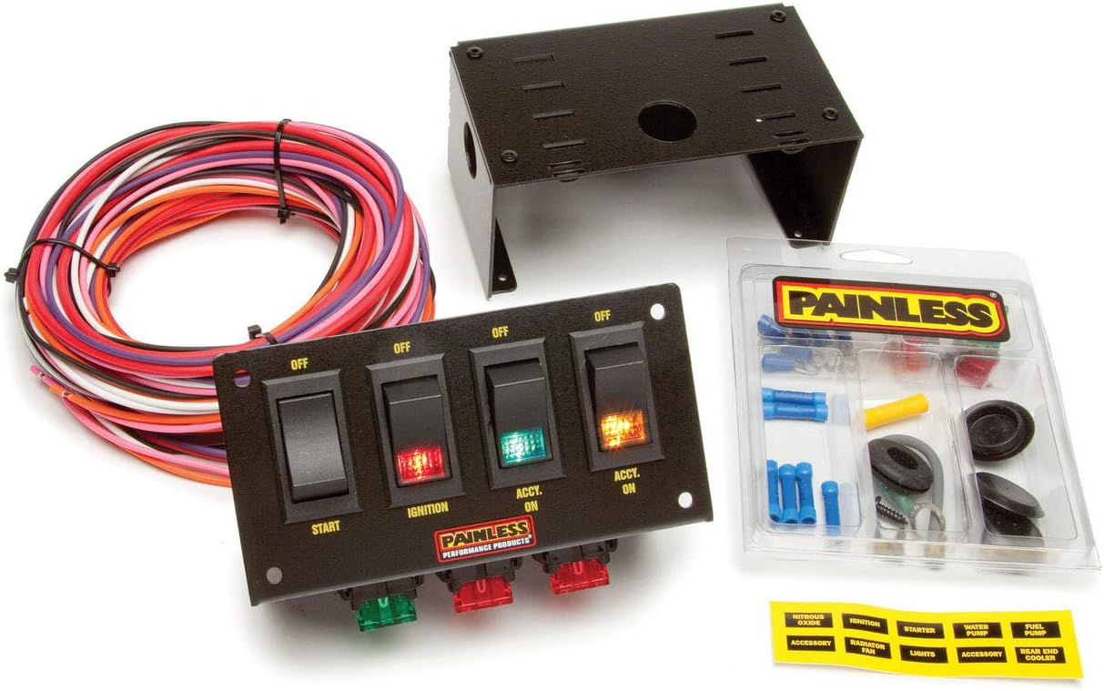 Painless Performance 50301 Universal Fused Switch Panel, 4-Switch