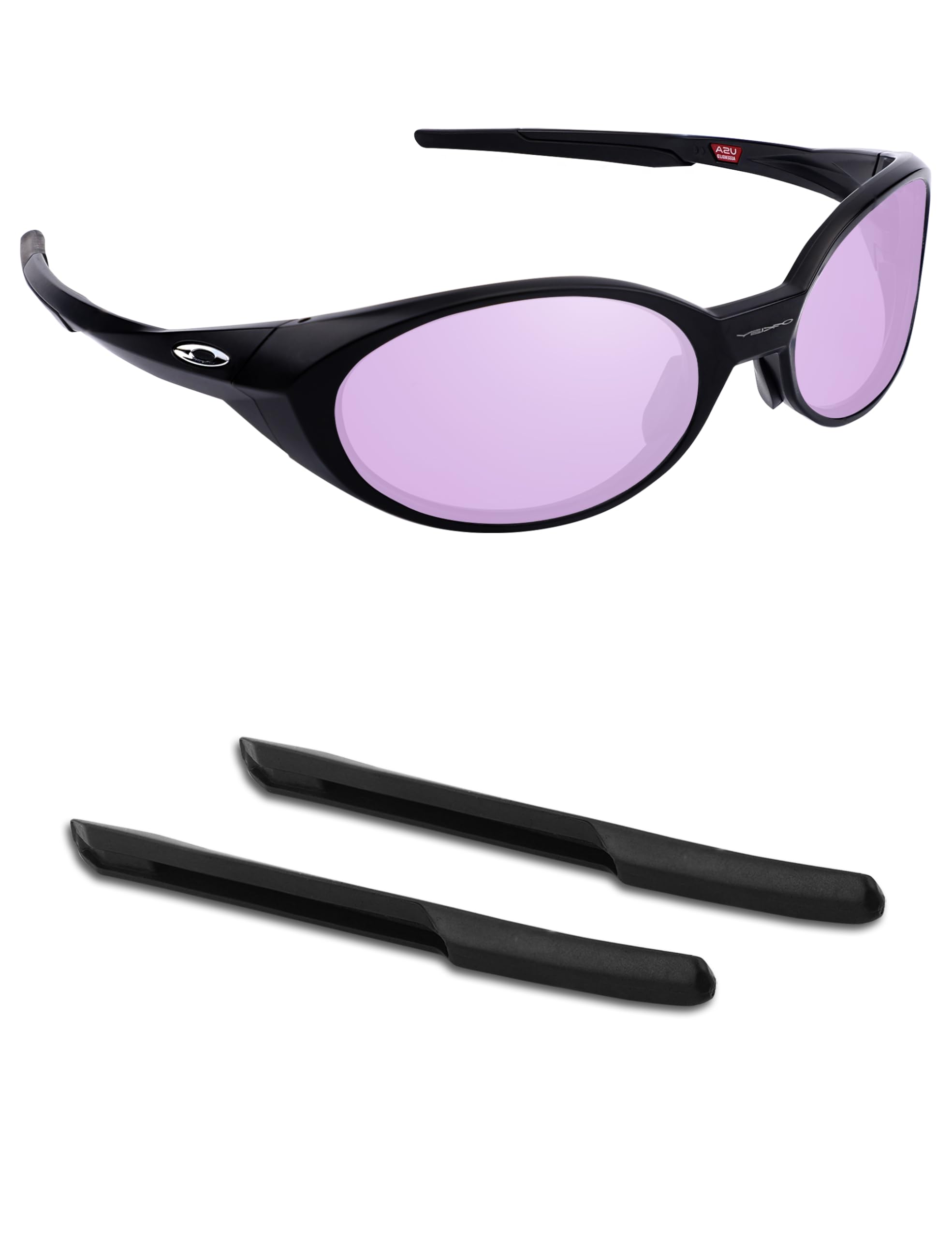 1 Pairs Soft Silicone Sunglass Ear Socks for Oakley Eye Jacket Redux OO9438, Anti-Slip Comfort Fit Glasses Arm Grips Spare Parts Replacement Kit Black