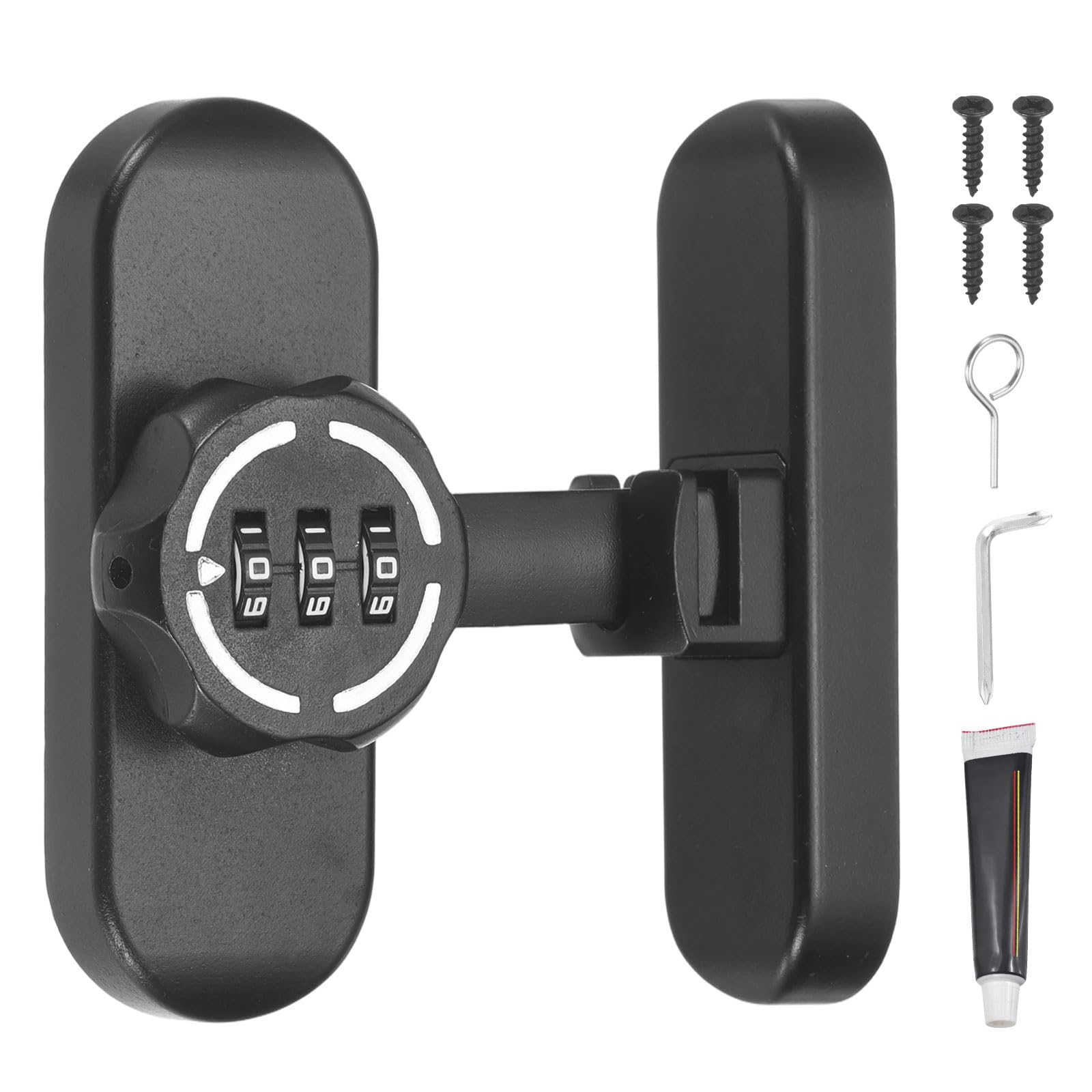 PATIKIL 90/180 Degree Barn Door Combination Lock with Password, 3 Digit Mechanical Password Lock for Sliding Door Gate Cabinets Closet, Bright Black