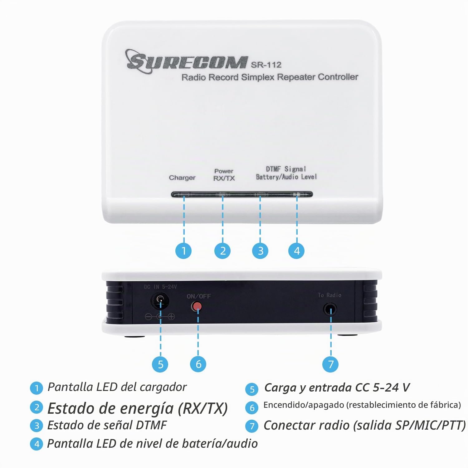 Mcbazel Surecom SR-112 - Mando de repetición de radio de banda cruzada con cable K Plug 46-K para Kenwood Baofeng PUXING WOUXUN QUANSHENG