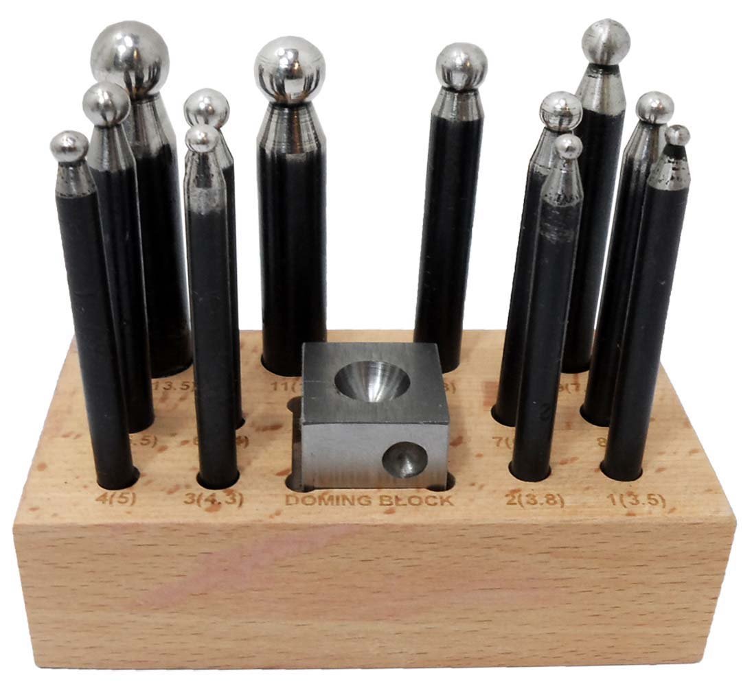 BENCH WIZARD 14 Piece Jewelers Doming Block Dapping Punch Set | Heavy Duty Stainless Steel Construction | Great for Jewelry Making & Metalworking