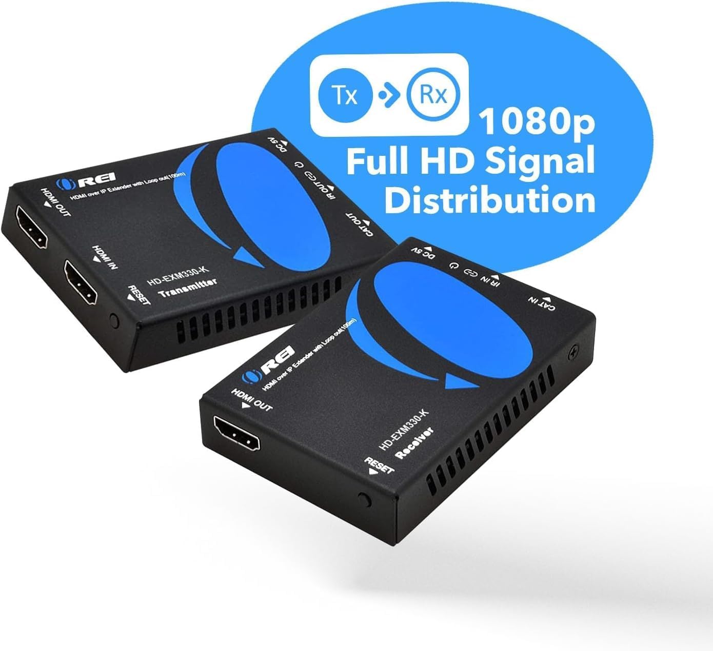Orei Extender HDMI su cavo Ethernet singolo CAT6/CAT7 supporta 1080p @ 60Hz, 3D, audio HD con IR - fino a 196 FT (EX-196PRO-KIT)