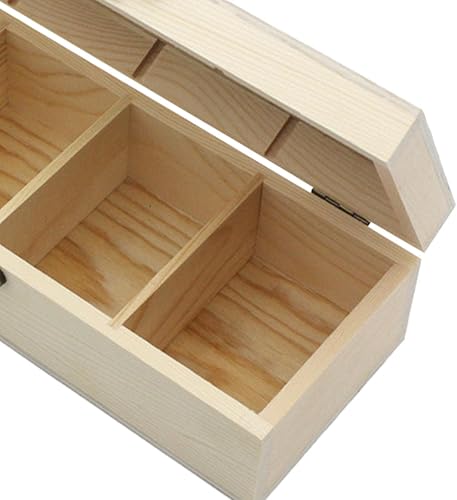 Miniatura 4 de Qianly Organizador de bolsas de té, compartimentos divididos, caja de almacenamiento de té de madera, organizador de joyas, cofres de té para