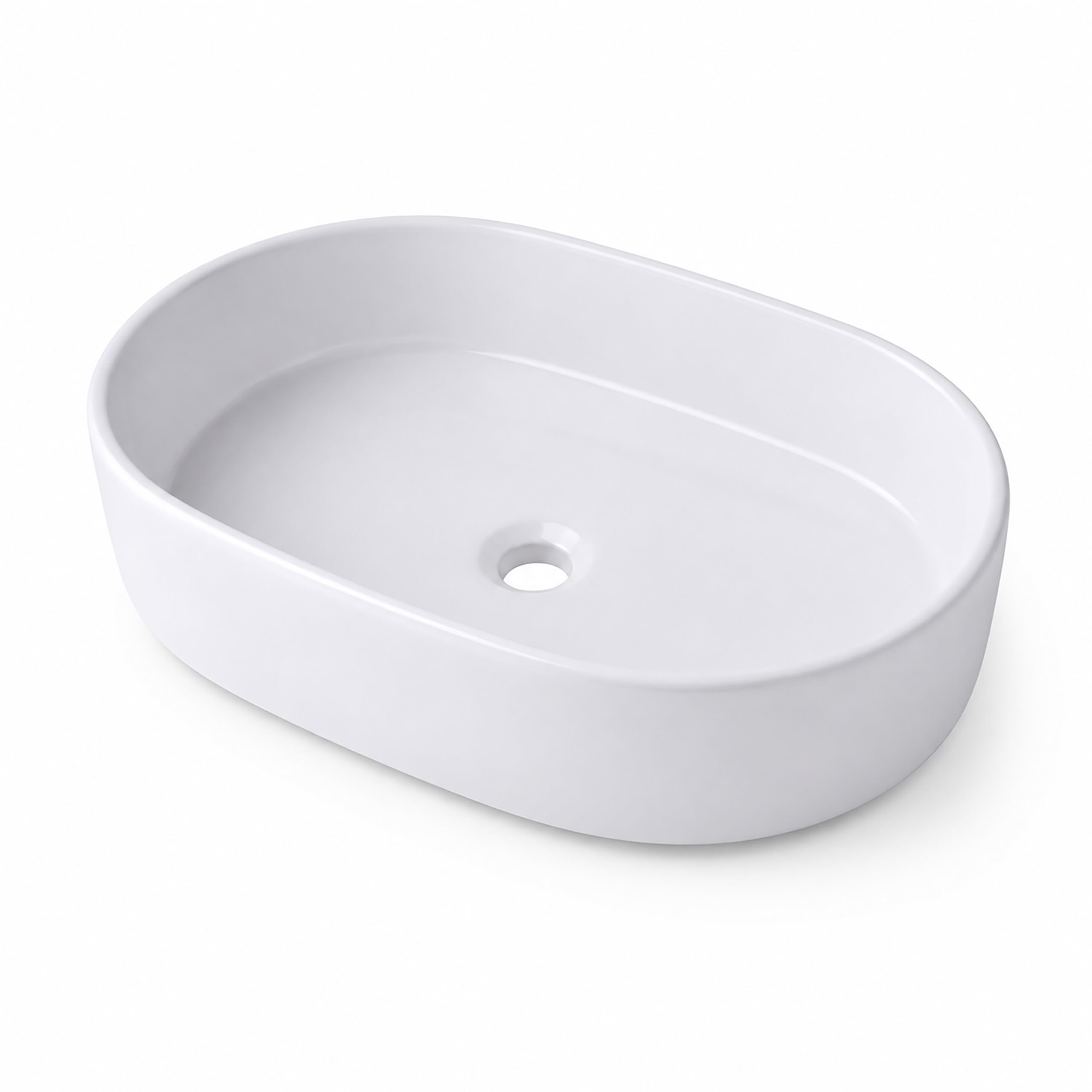 Relaxdays lavabo oval sobre encimera, 14,5 x 55 x 34 cm, blanco