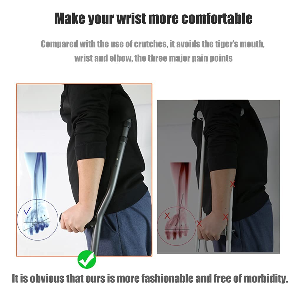 Muleta ergonómica para axilas, diseño plegable para adultos y niños, soporte de brazo, altura ajustable, soporta hasta 285 libras