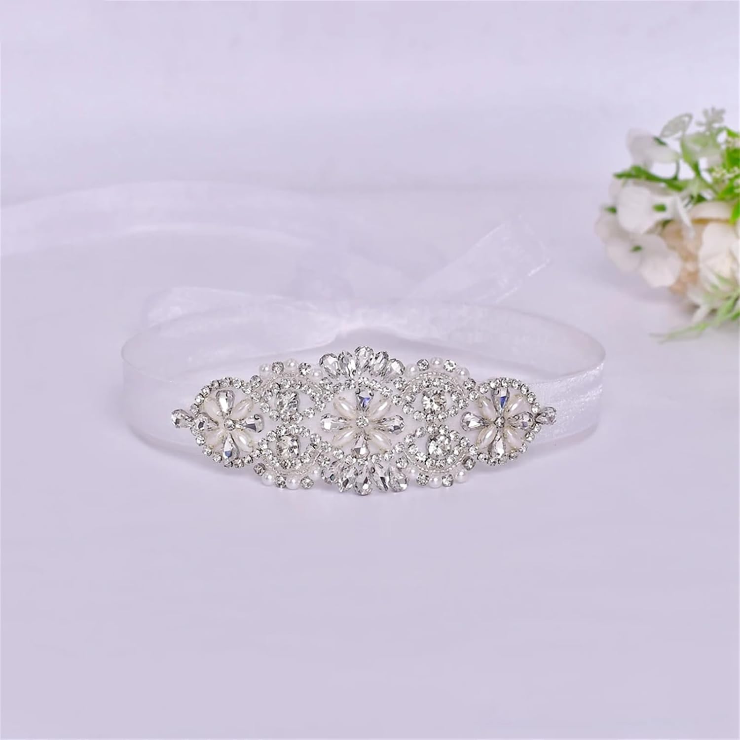 Women’S Rhinestone Pearl Crystal Applique Bridal Belt Handmade Beaded Sash For Bridesmaid Party Gowns