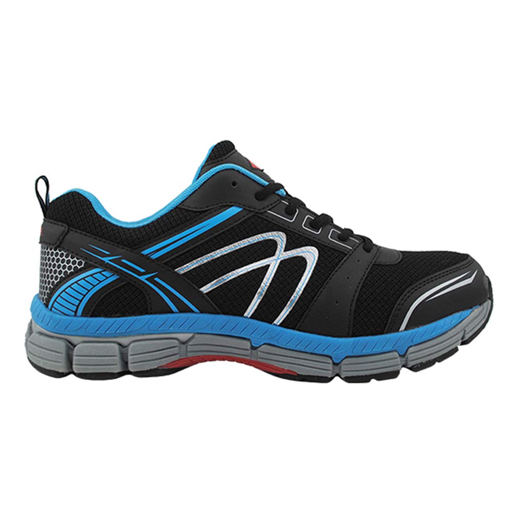 Lee Cooper Arbeitskleidung für Herren, leicht, Sportschuhe, Sicherheitsschuhe, Stahlkappe, Anti-Penetration, Verbundmaterial, Zwischensohle, S1P/SRA, Schwarz/Blau, Größe 44