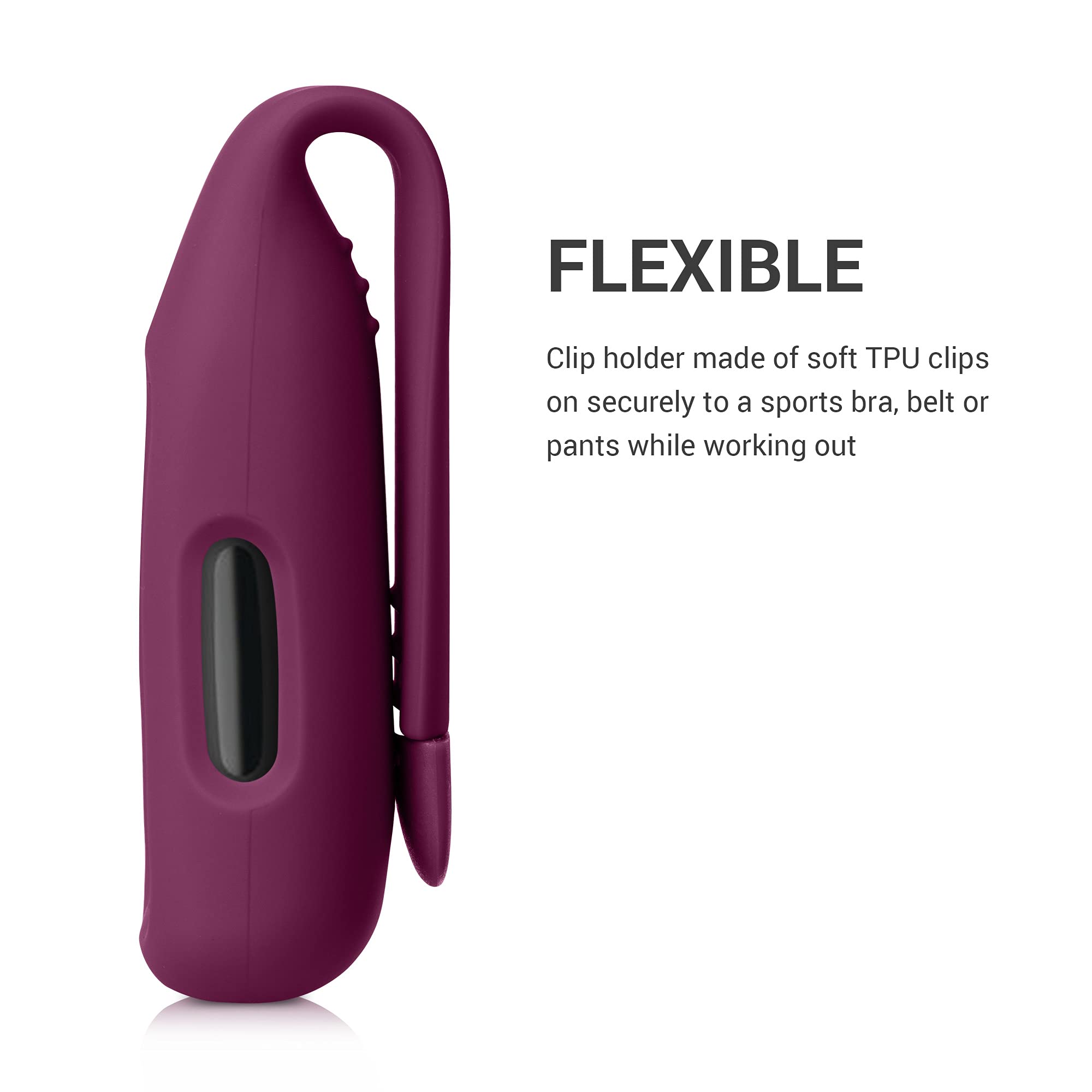 kwmobile 2x Clip Holders Compatible with Fitbit Inspire 3 / Inspire 2 / Ace 3 - Clip-On Holder Replacement Set - Black/Dark Red - Image 3