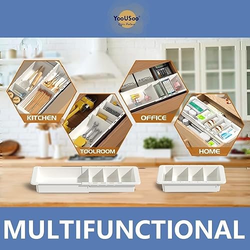 Miniatura 8 de Bandeja deslizante para cajones con divisores ajustables, organizador de almacenamiento de cocina expandible, cajón deslizante para cajones,