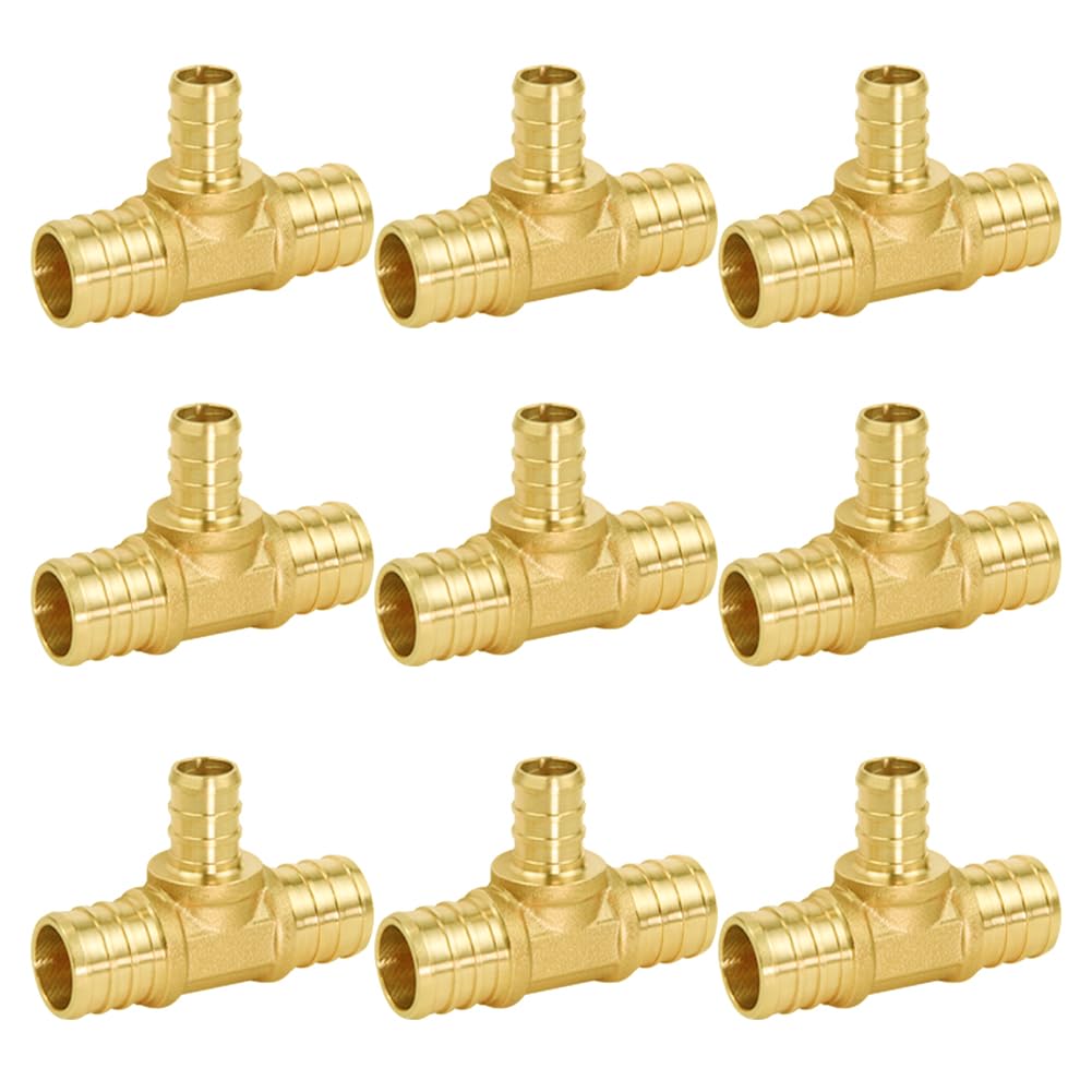 Snapklik 9PCS 3 4 X 3 4 X 1 2 Pex Reducing Tee Solid Brass snapklik-9pcs-3-4-x-3-4-x-1-2-pex-reducing-tee-solid-brass