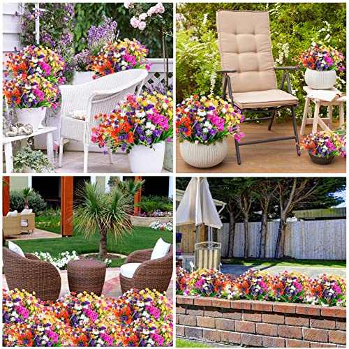 Quathech Artificial Flowers For Outdoors - 10Pcs Plastic Uv Resistant Faux Flowers Decoration Greenery Garden Shrubs，Bulk Fake Flowers In Vase (Colorful 10Pcs)… #TOP6