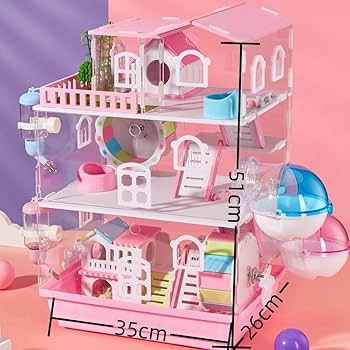 ハムスターケージ 小動物用ケージ 透明 ２階デザイン よく見える アクリル製 Amazon | ハムスターケージ 透明 よく見える アクリル製 組立