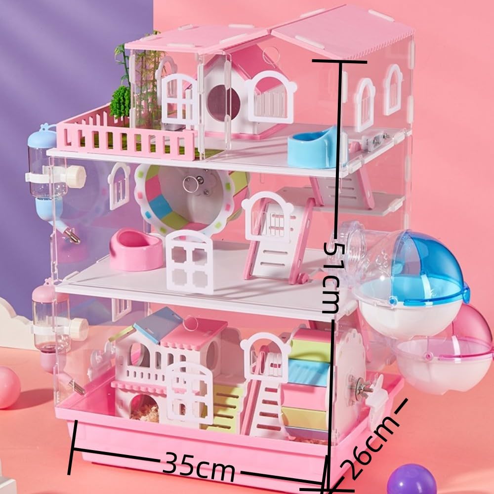 ハムスターケージ 小動物用ケージ 透明 ２階デザイン よく見える アクリル製 lcw1383.jpg