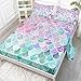 Axolotl Mermaid Scale Fitted Sheet Queen,Mermaid Scale Bed Sheet,Glitter Comforter Set Rainbow Sheets,Girls Bedding Set Scales,Cute Mermaid Sheets for Girls,1 Flat Sheet 1 Fitted Sheet 2 Pillowcases