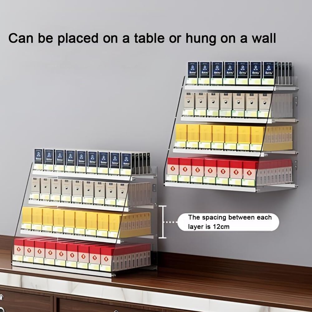 Acrylic Wall-Mounted Cigarette Display Rack, Automatic Retail Holder with Snap Link Dividers, Supermarket Showcase for Organized Cigarette Storage (85.5x28)