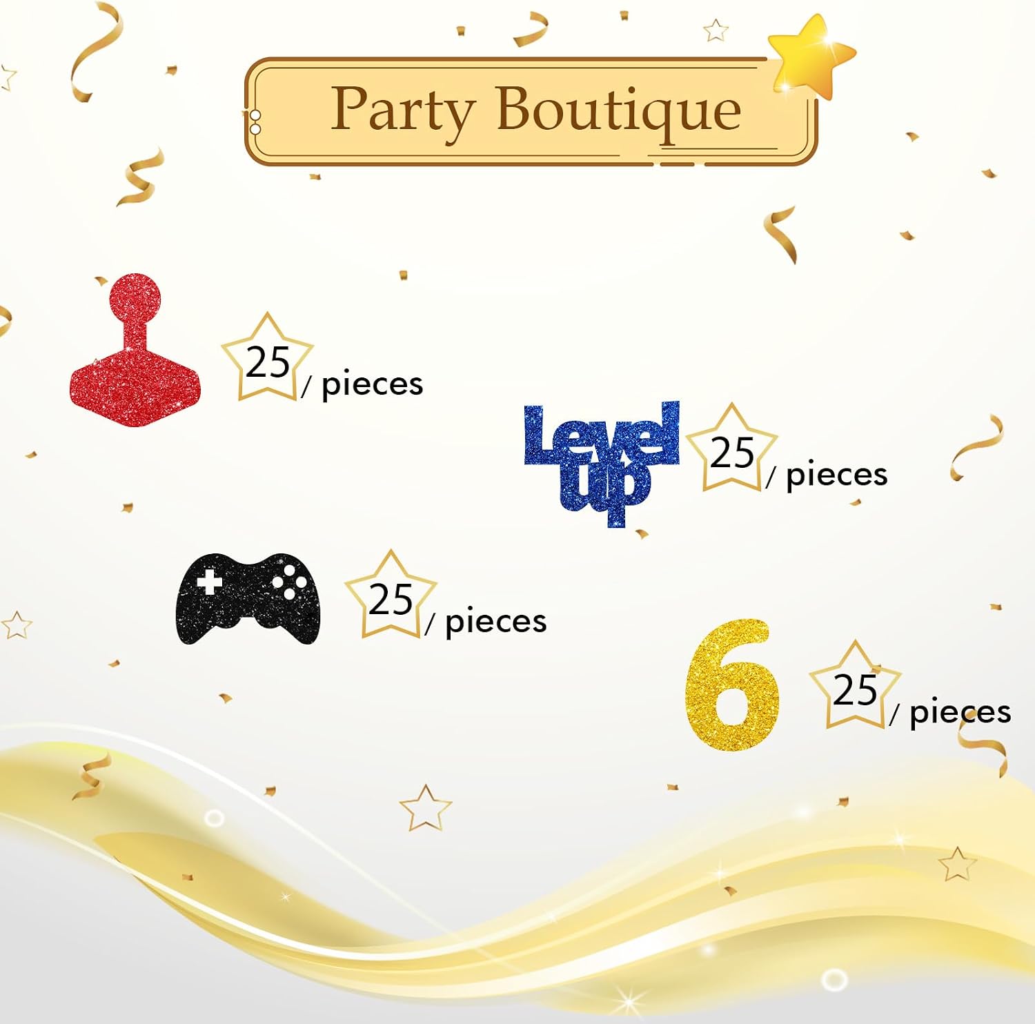 100pcs Video Game 6th Birthday Confetti, Level Up Birthday Table Confetti, Game Controller Paper Scatters, Gaming Themed 6th Anniversary Party Table Decoration image 2