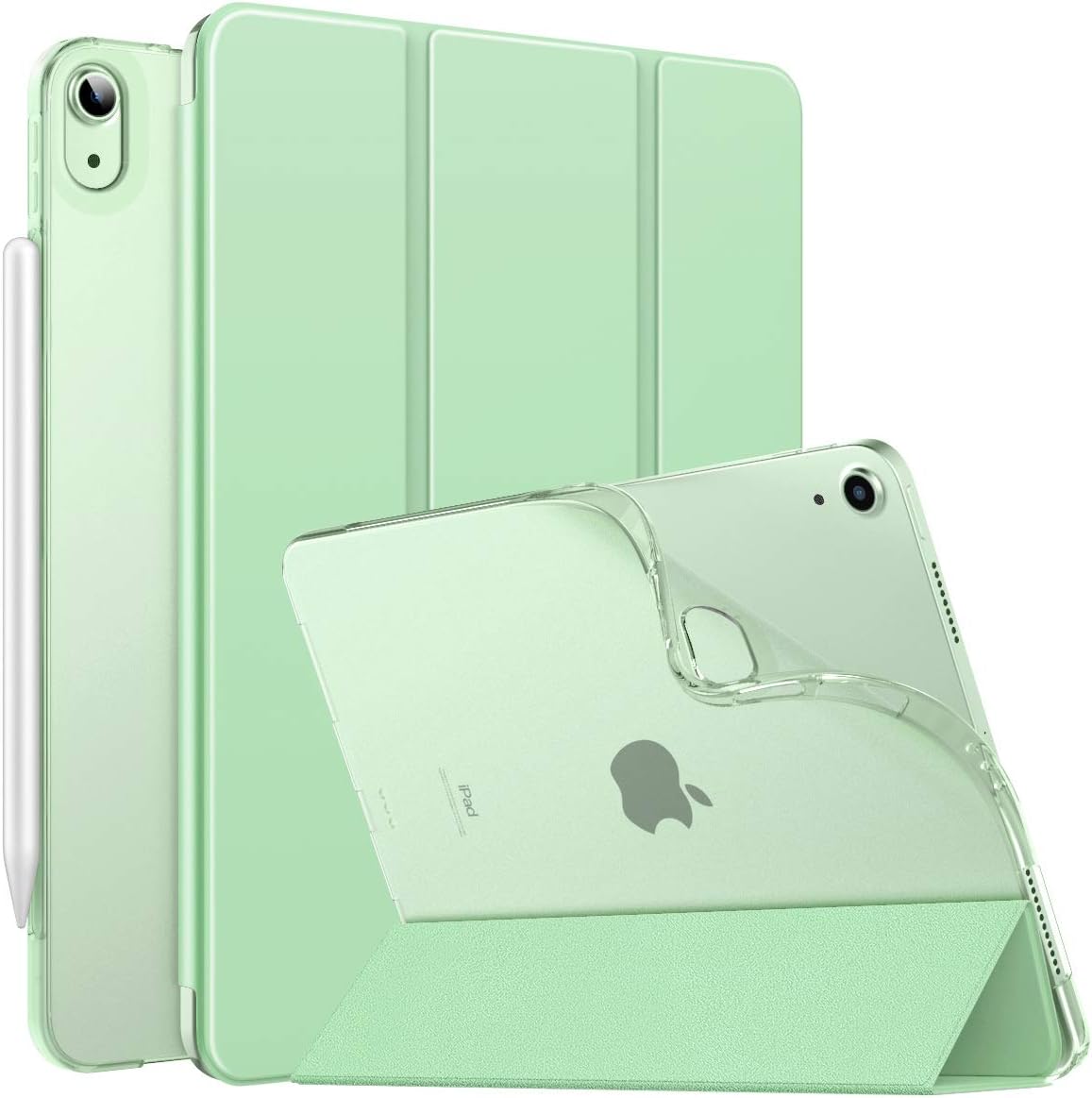 MoKo Case Fit iPad Air Case 5th/4th Generation 2022/2020, Slim Trifold Stand Cover with Soft Frosted Back, Auto Wake/Sleep, Support Touch ID and iPad 2nd Pencil Charging,Green
