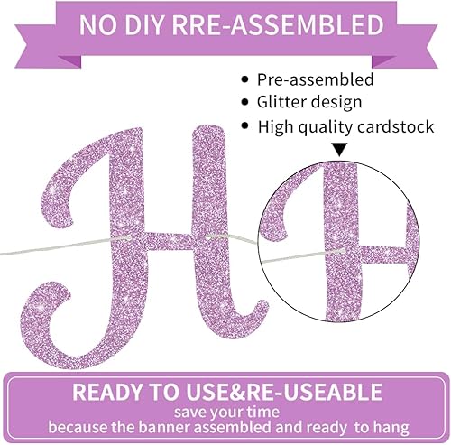 Miniatura 9 de BEISHIDA Cartel de feliz cumpleaños de oro rosa, NO DIY, 10 pies, cartel de feliz cumpleaños con purpurina, guirnalda de feliz cumpleaños, telón de
