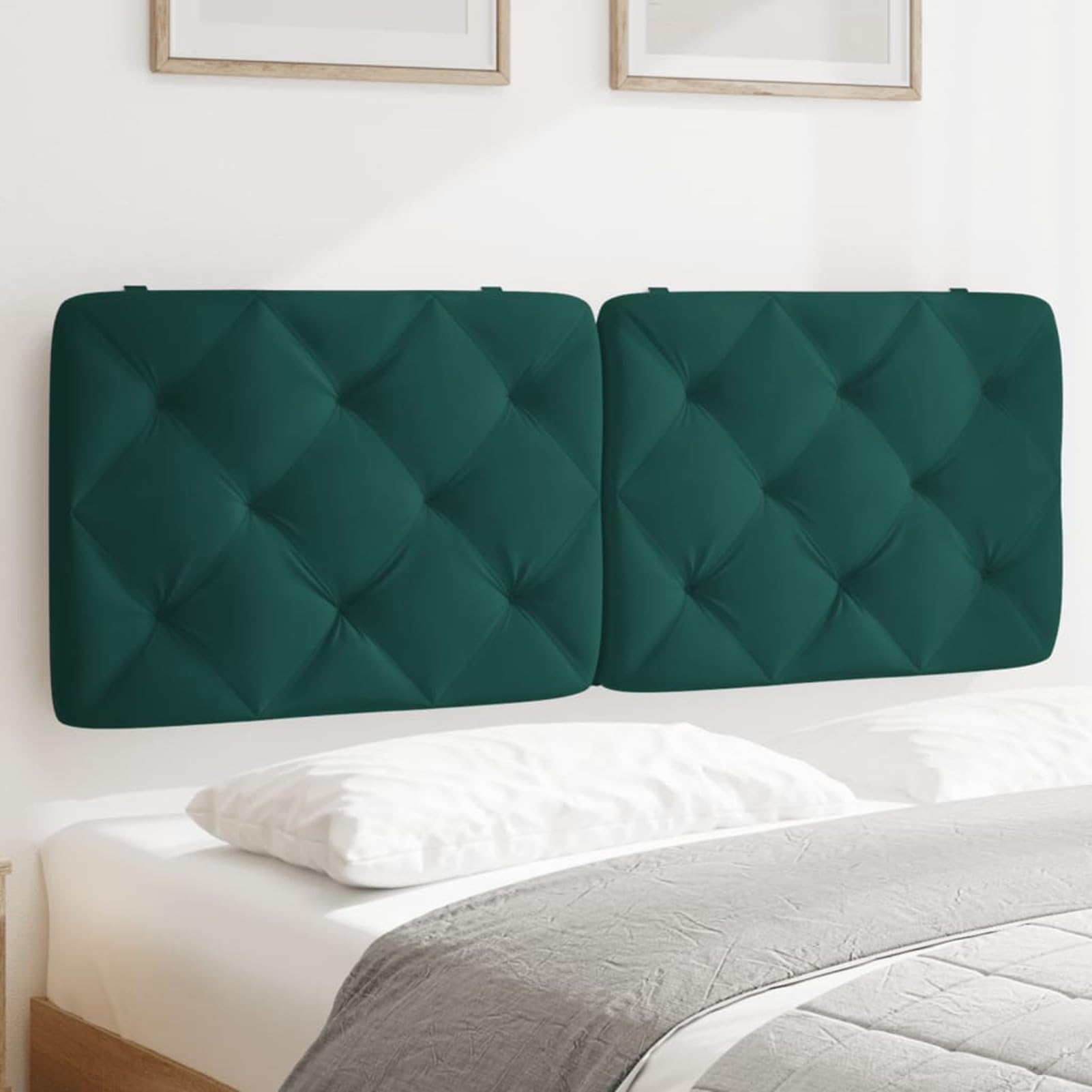 Brokky Coussin de tête de lit Vert foncé 140 cm Velours,Tete de lit capitonnée,tête de lit à Poser au Sol