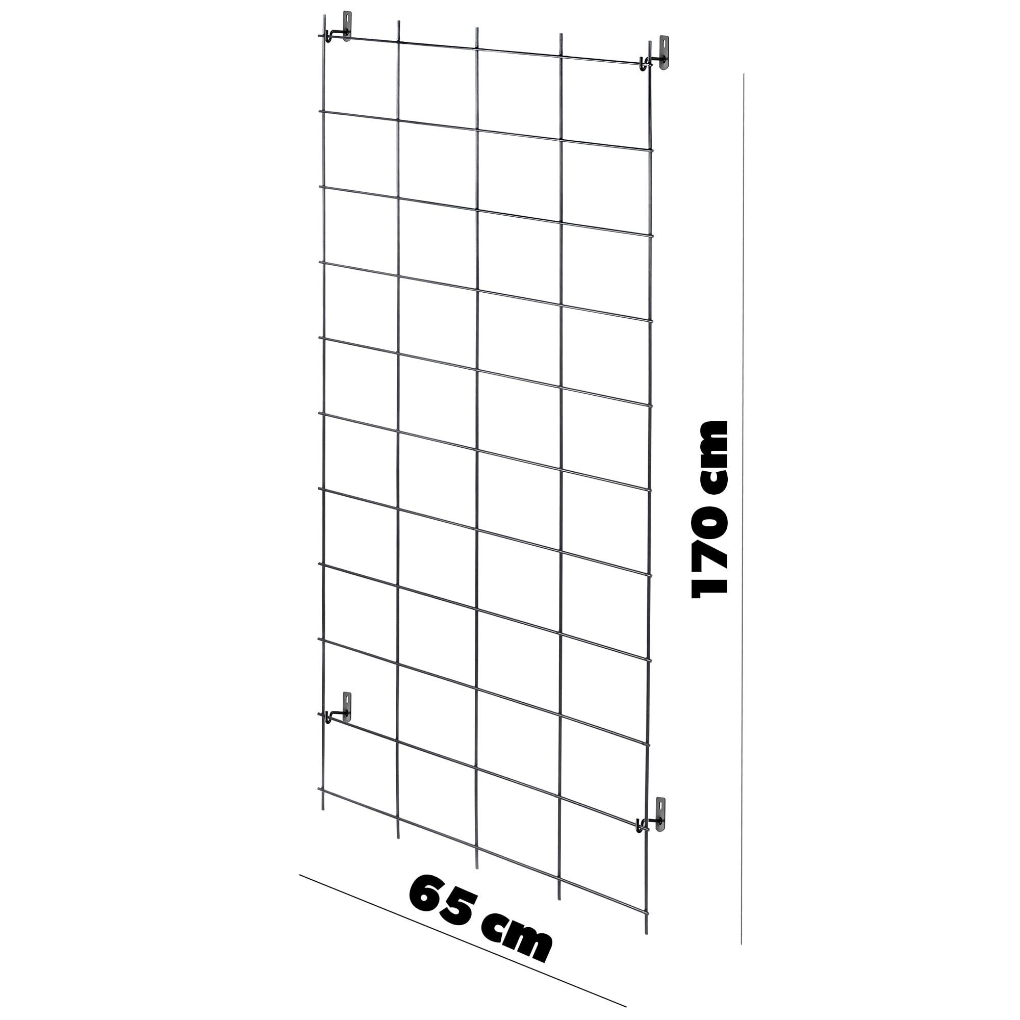 KADAX Rankgitter 65 x 170cm, Rankhilfe aus Stahl, Wandgitter für Pflanzen, Garten, Balkon, Terrasse, Drahtgitter, Kletterhilfe, Pflanzengitter, Spalier, wandbefestigung, schwarz
