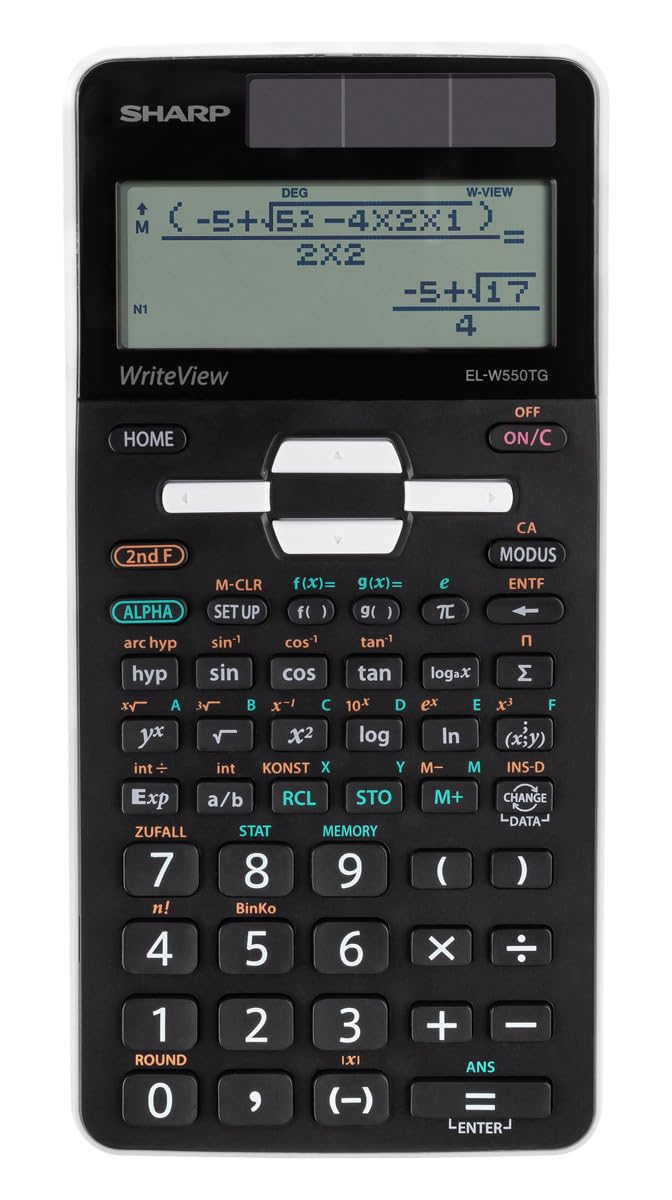 SHARP EL-W550TG Scientific Calculator (D.A.L. input, Solar, WriteView) Black