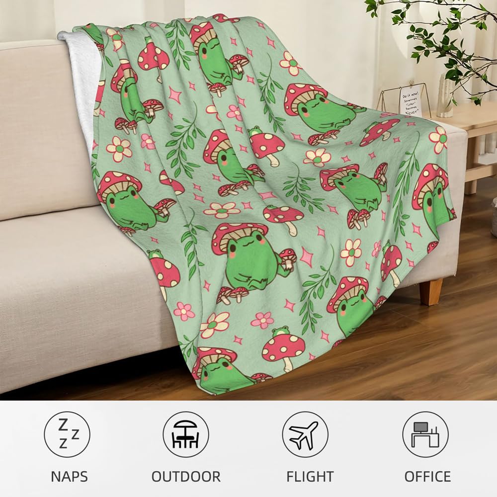 Coperta Pile Morbida A Forma Di Fungo E Rana – 127x101 Cm – Regalo Originale Cottagecore Per Ragazze E Bambine - 4
