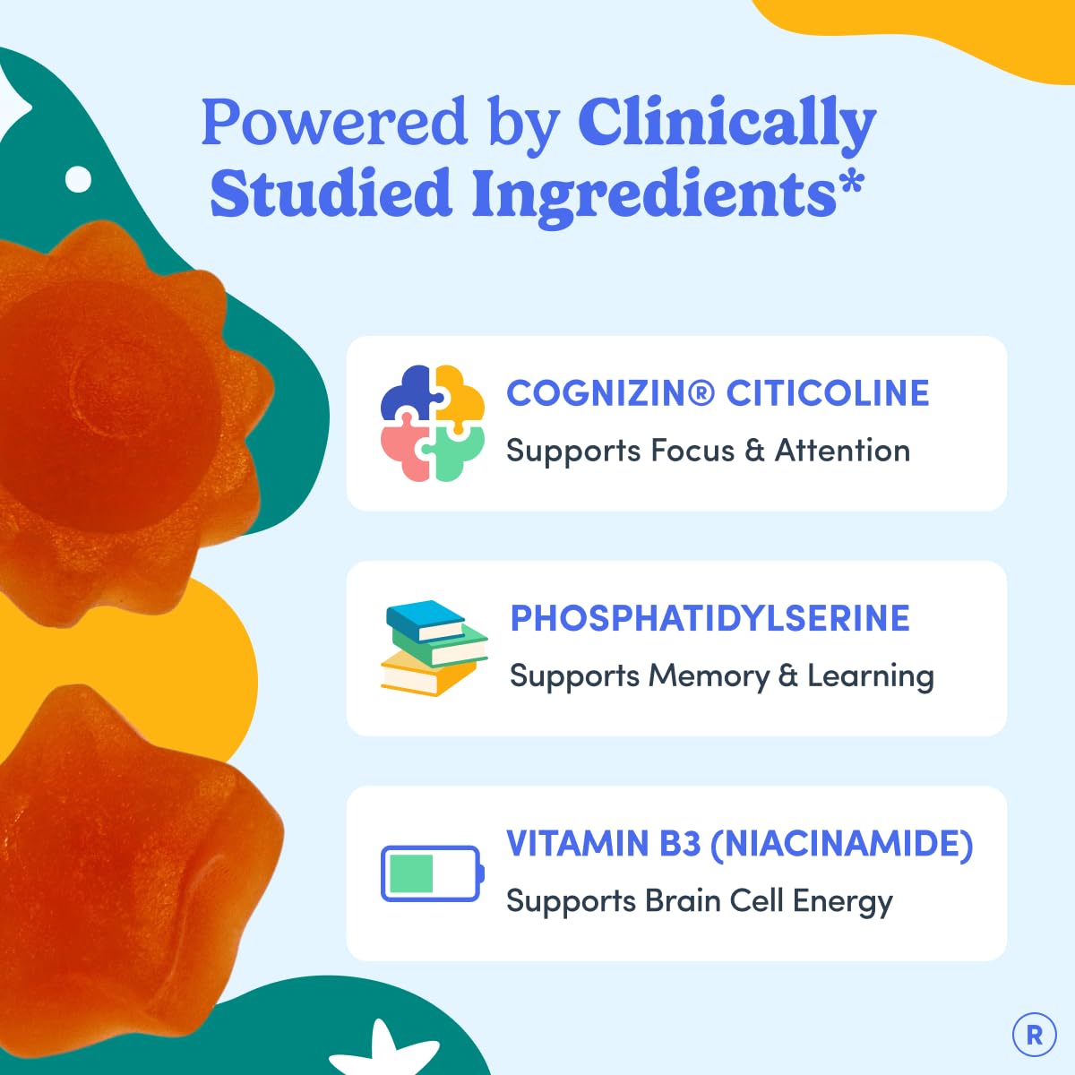 Focus Gummies for Kids with Cognizin® Citicoline, PS & Vitamin B3, 60 Count — Amazon image 5
