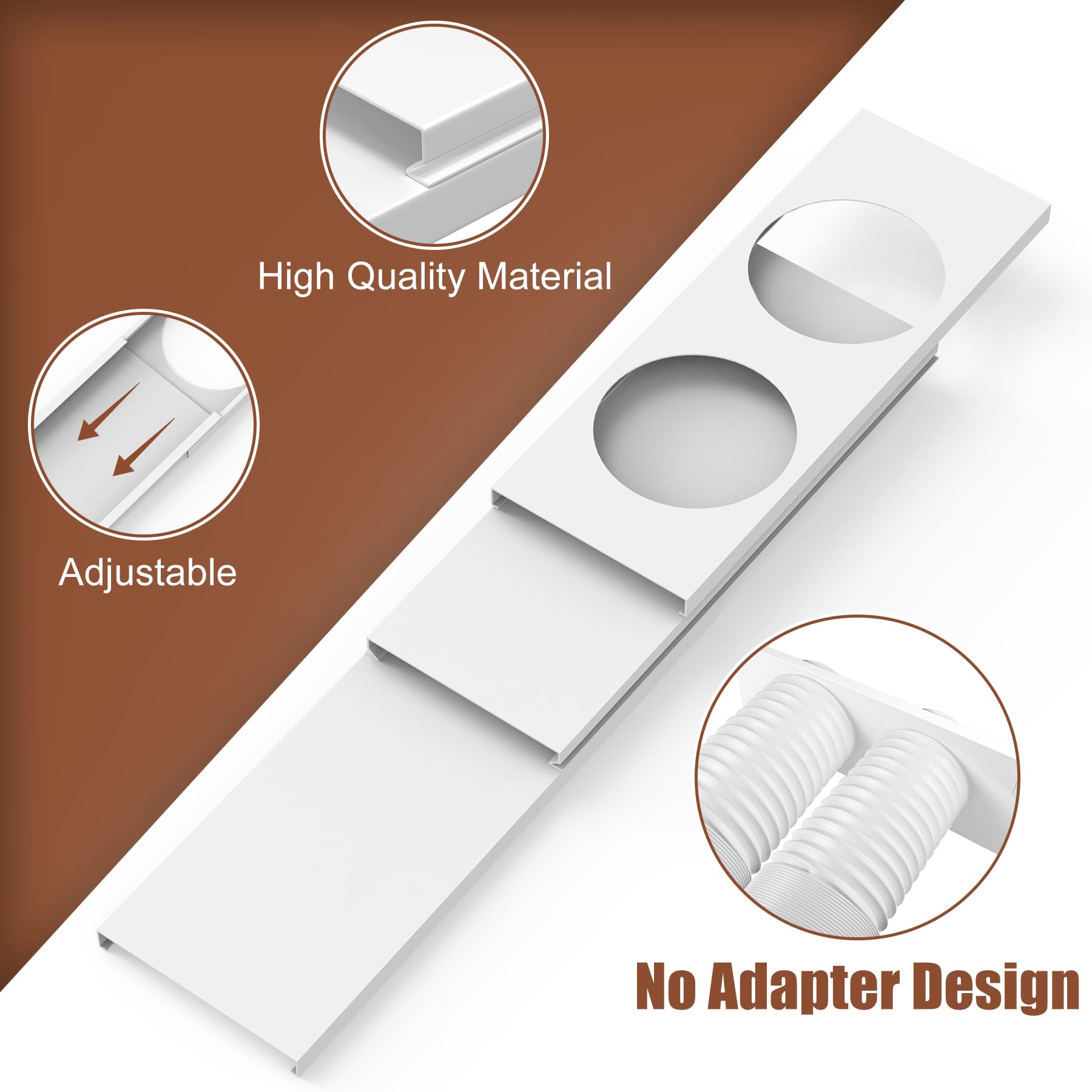 BJADE'S Kit de sellado de ventana de aire acondicionado portátil de doble manguera para manguera de escape de CA portátil de 5 pulgadas con cinta de sellado aislante, kit de ventilación portátil