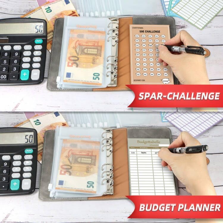 Budget Planner Deutsch Geld Sparen - Bugetplaner Startset mit 8 Sparchallenges - Finanzplaner Haushaltsbuch - Geld Organizer Sparbuch - Cash Stuffing - Budget Binder A6 - Sparen mit Umschlagmethode - Image 4