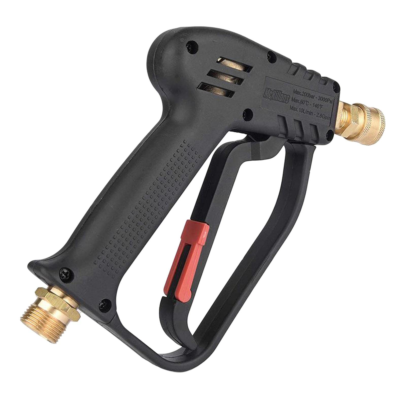 Hidrolimpiadora Pistola de Alta Presión Rociador Compatible Ajustable de Latón Y Plástico Mango Ergonómico Resistente Adecuada para Lavado de, Lavadora Arma