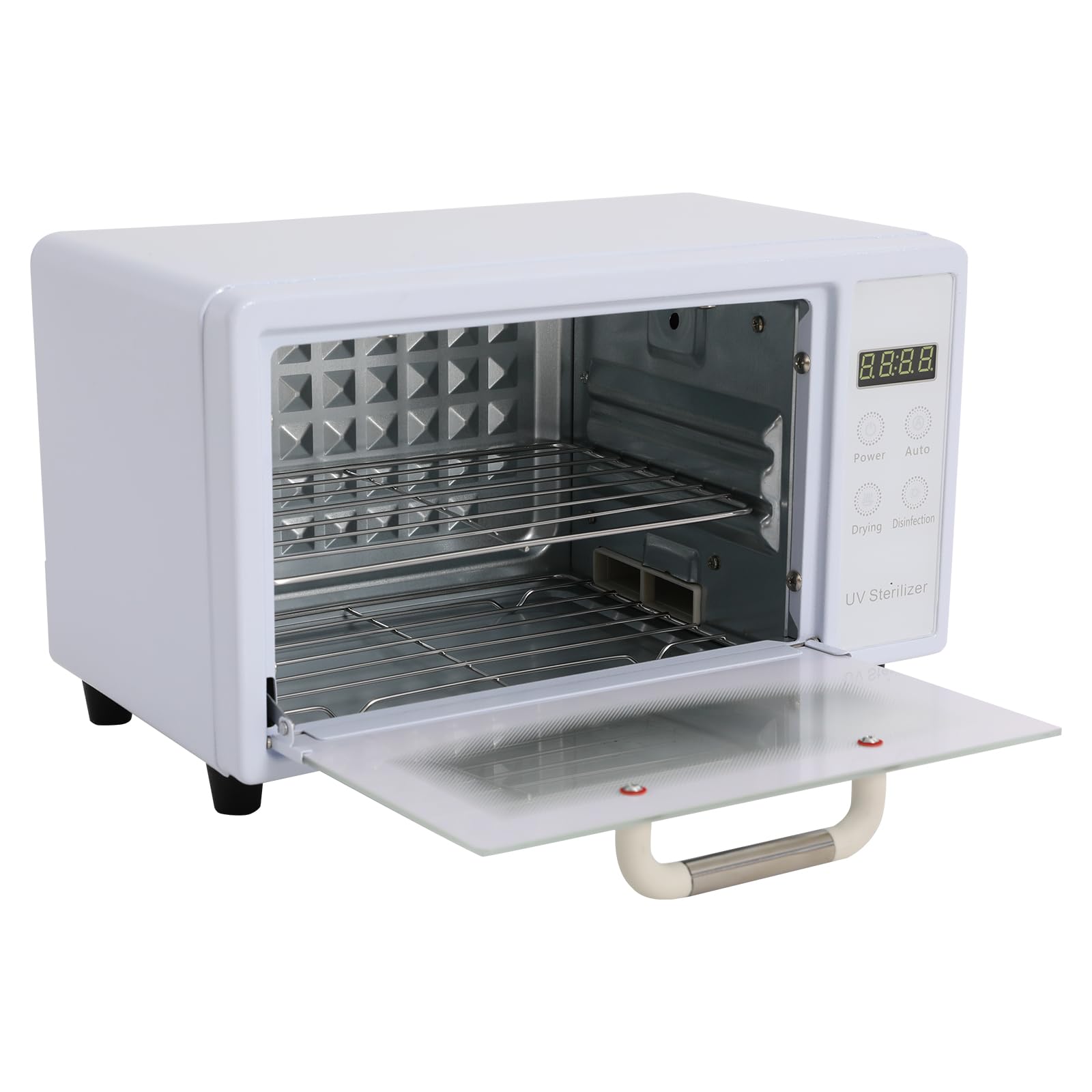 Armario desinfectante UV de 10 L de acero inoxidable y vidrio templado, dispositivo de esterilización UV, máquina de limpieza con ajuste de temporizador, esterilizador de aire caliente múltiple para