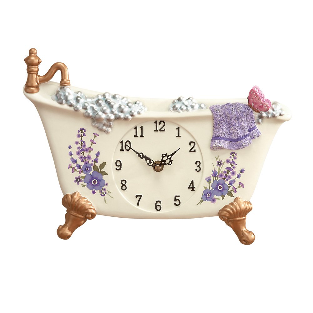 Collections Etc Lavender Bathtub Decorative Wall Clock Purple Wall Clock