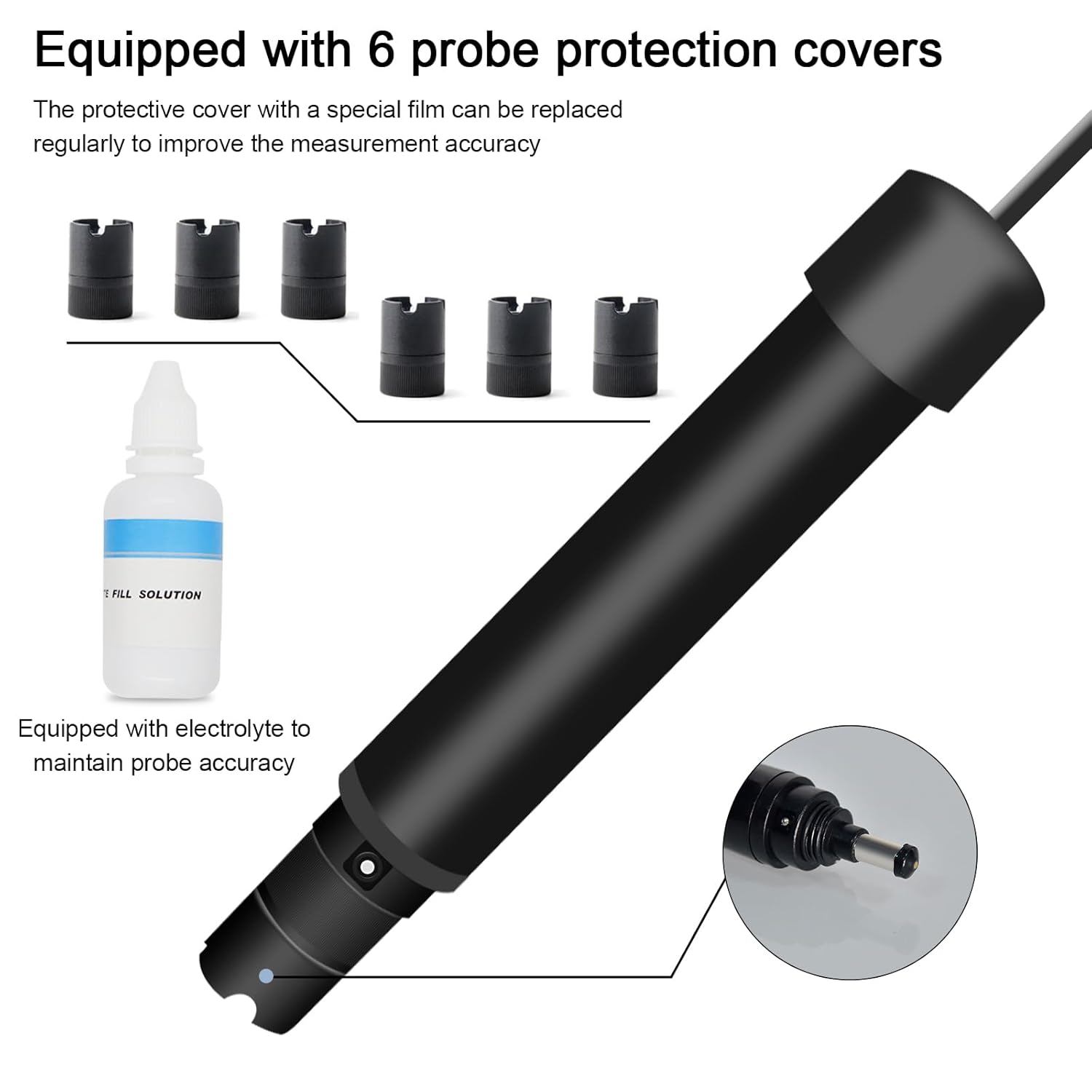 Dissolved Oxygen Meter with Bluetooth, Dissolved Oxygen Test Kit with Electrode Filling Fluid, Support Data Save, View, Print