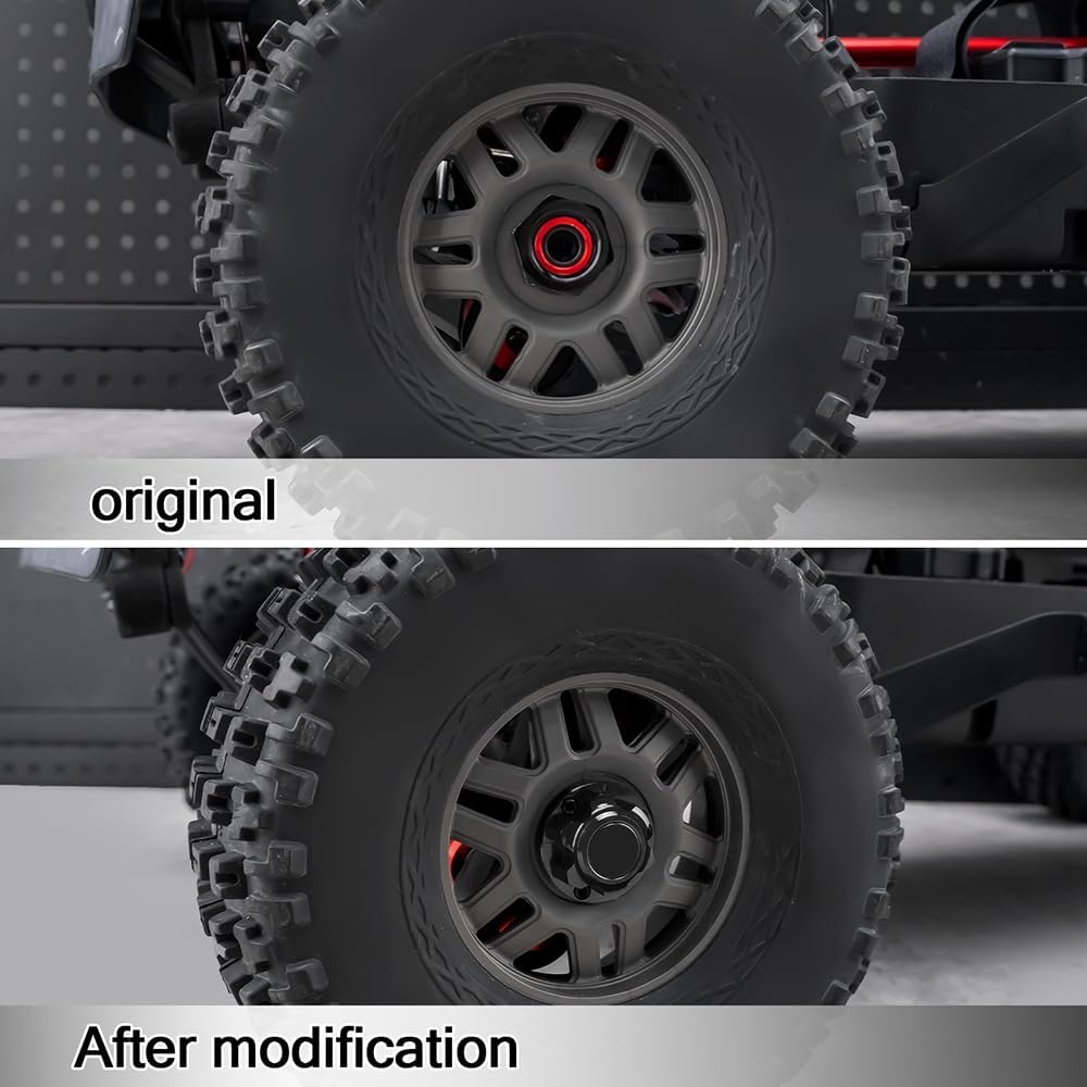 MORLORDY 17mm Dustproof Wheel Hub Cover 4Pcs Anti-dust Lock Nuts Adapter for 1/7 Arrma Felony Infraction Limitless Mojave 6S and 1/8 Mojave 4S Kraton Outcast Notorious Typhon RC Car Truck (Black)