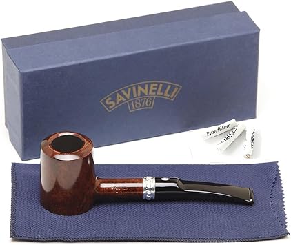 Savinelli Trevi 310 KS + 30 Filters - Mediterranean Briar Wood Pipe, Handmade Italian Pipe, Polished Finish
